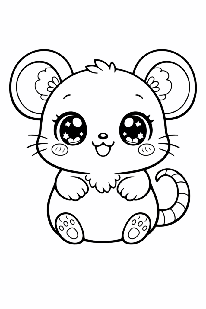 cwcg 1773154424 6905 Kawaii baby mouse coloring page printable – cute chibi rodent for kids