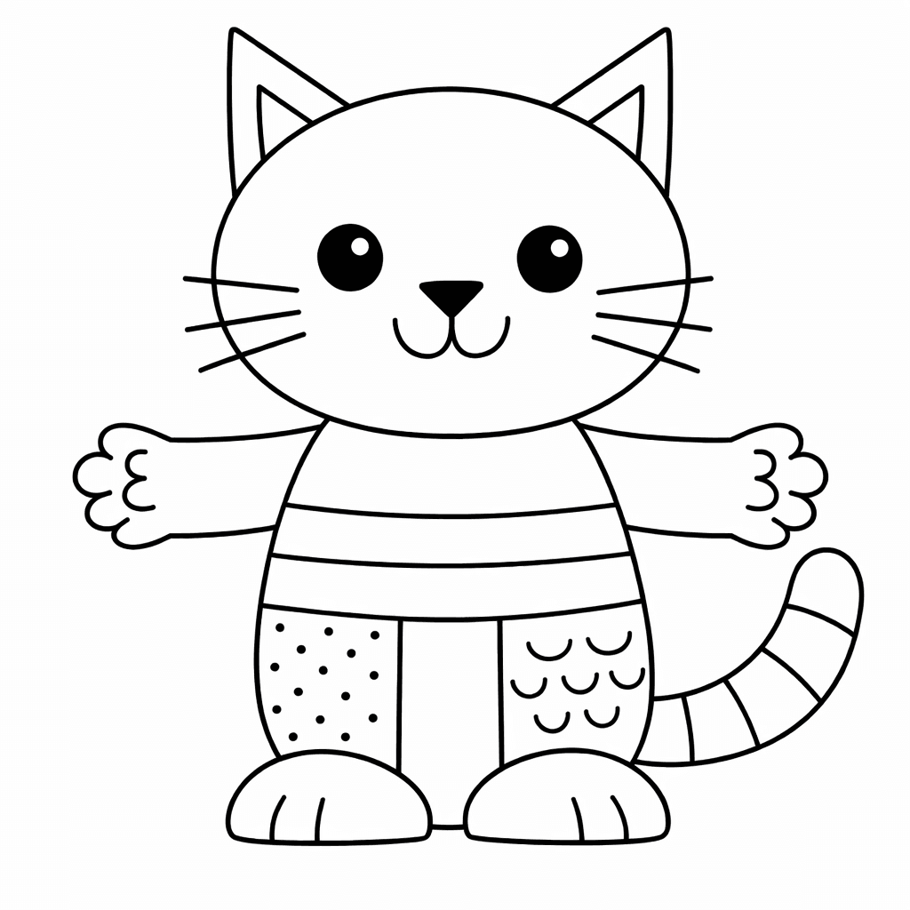 cwcg 1773233206 3902 Cute cat coloring page for kids – striped kitten with big eyes, printable