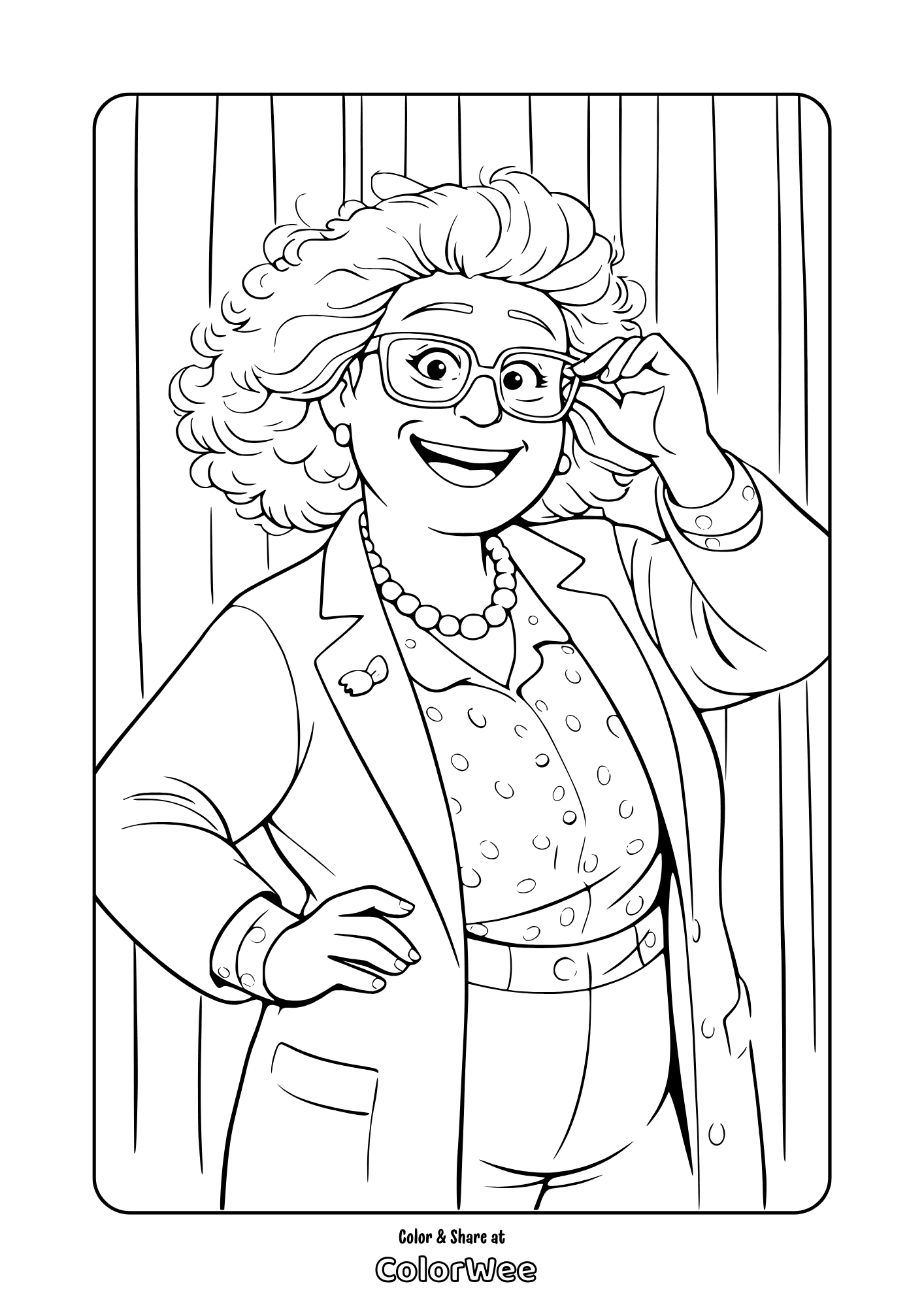 Dr Sam from Hoppers movie. Free positive coloring page.