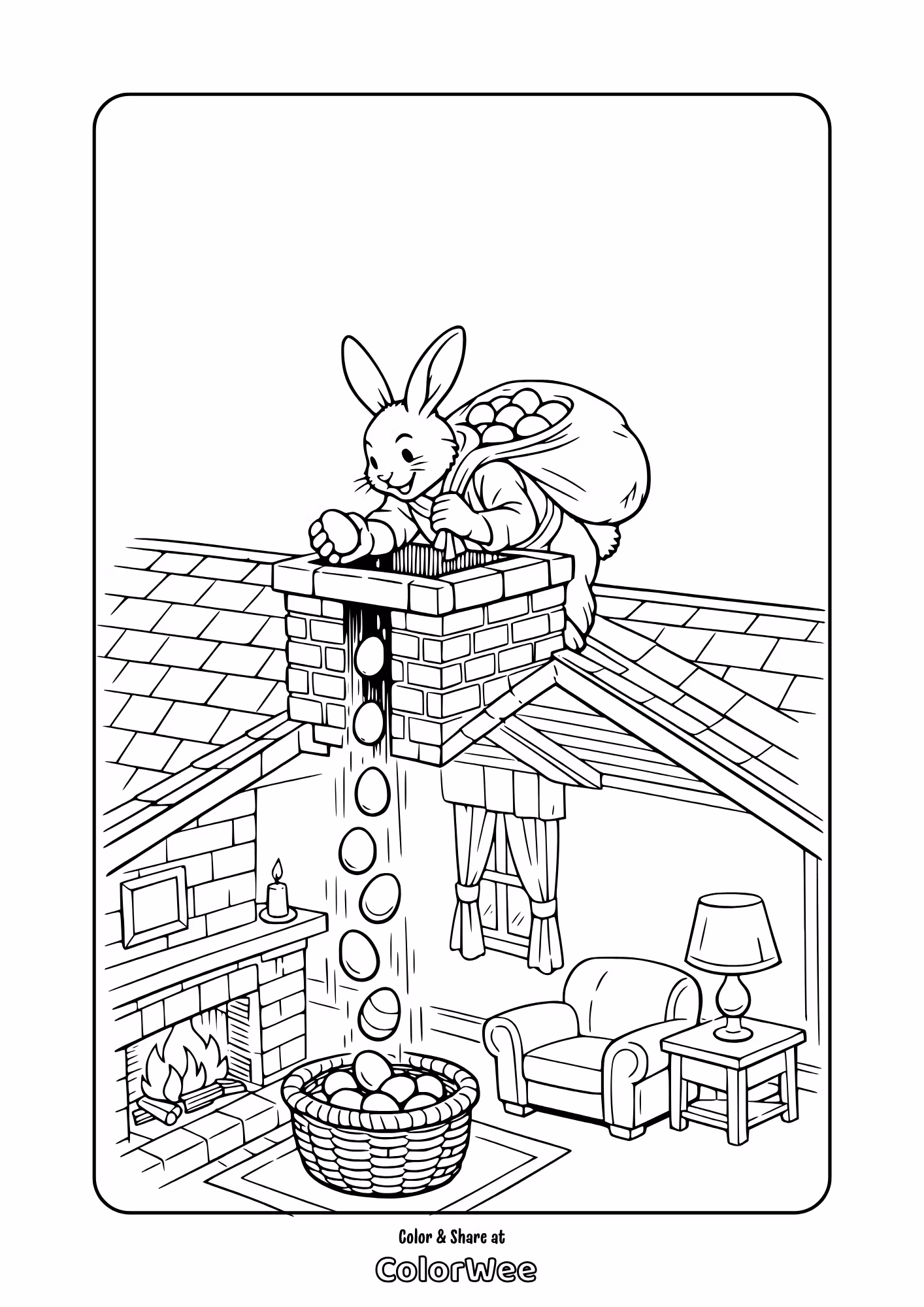 Easter Bunny Coming Down the Chimney