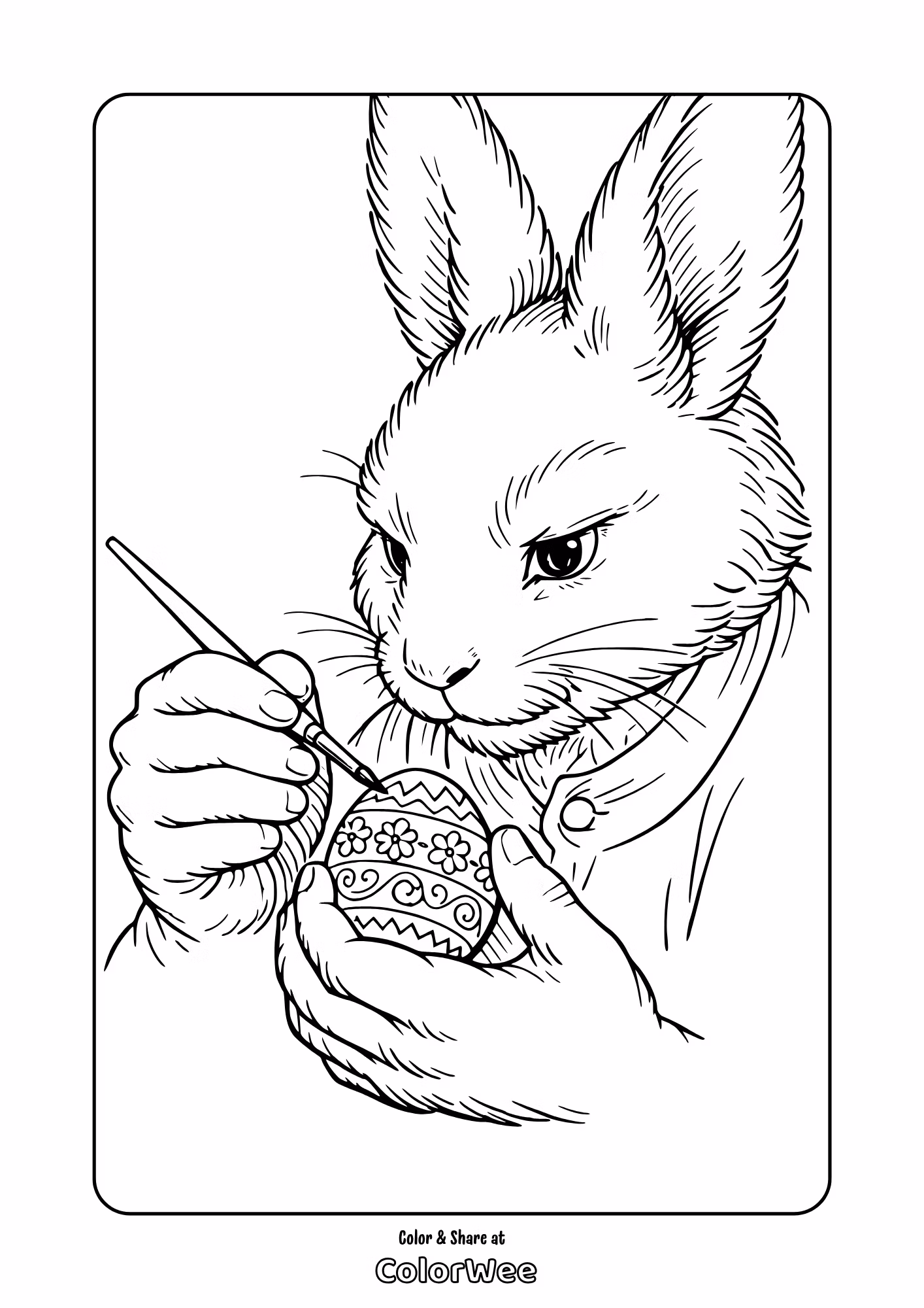 Easter Bunny with a Big Decorated Egg