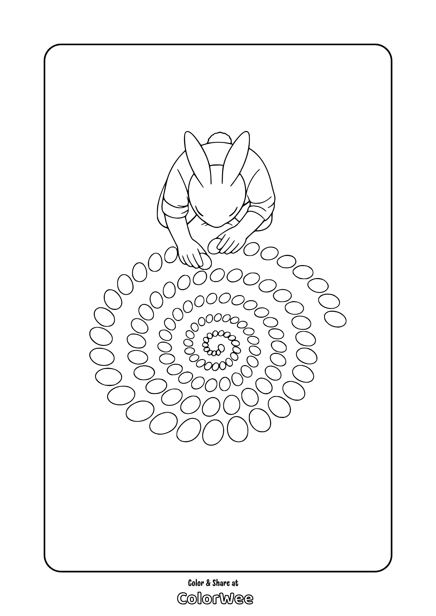 easter bunny minimalistic coloring sheet Free printable Easter bunny egg spiral coloring page for kids