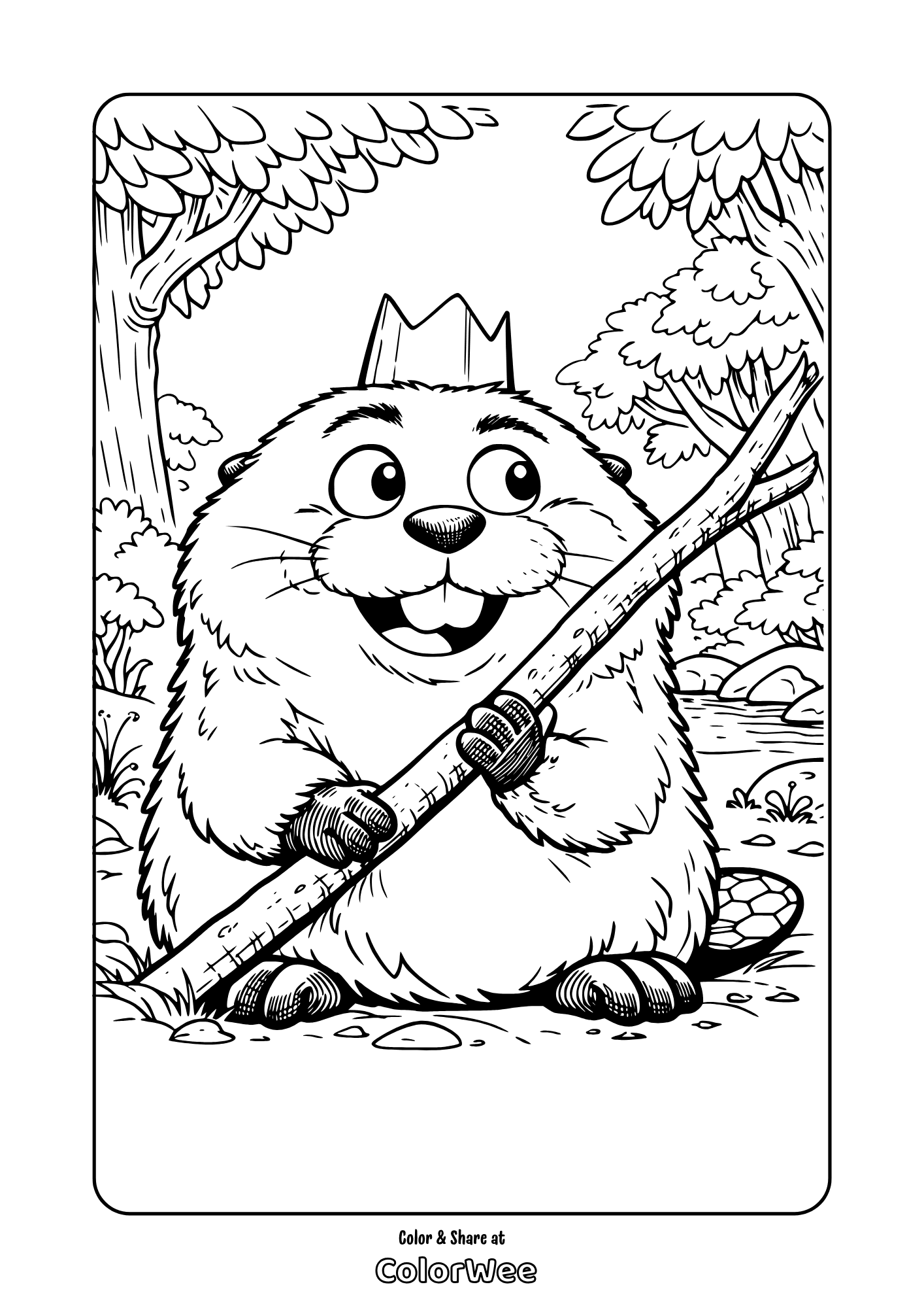 Coloring Page: King George in the woods.