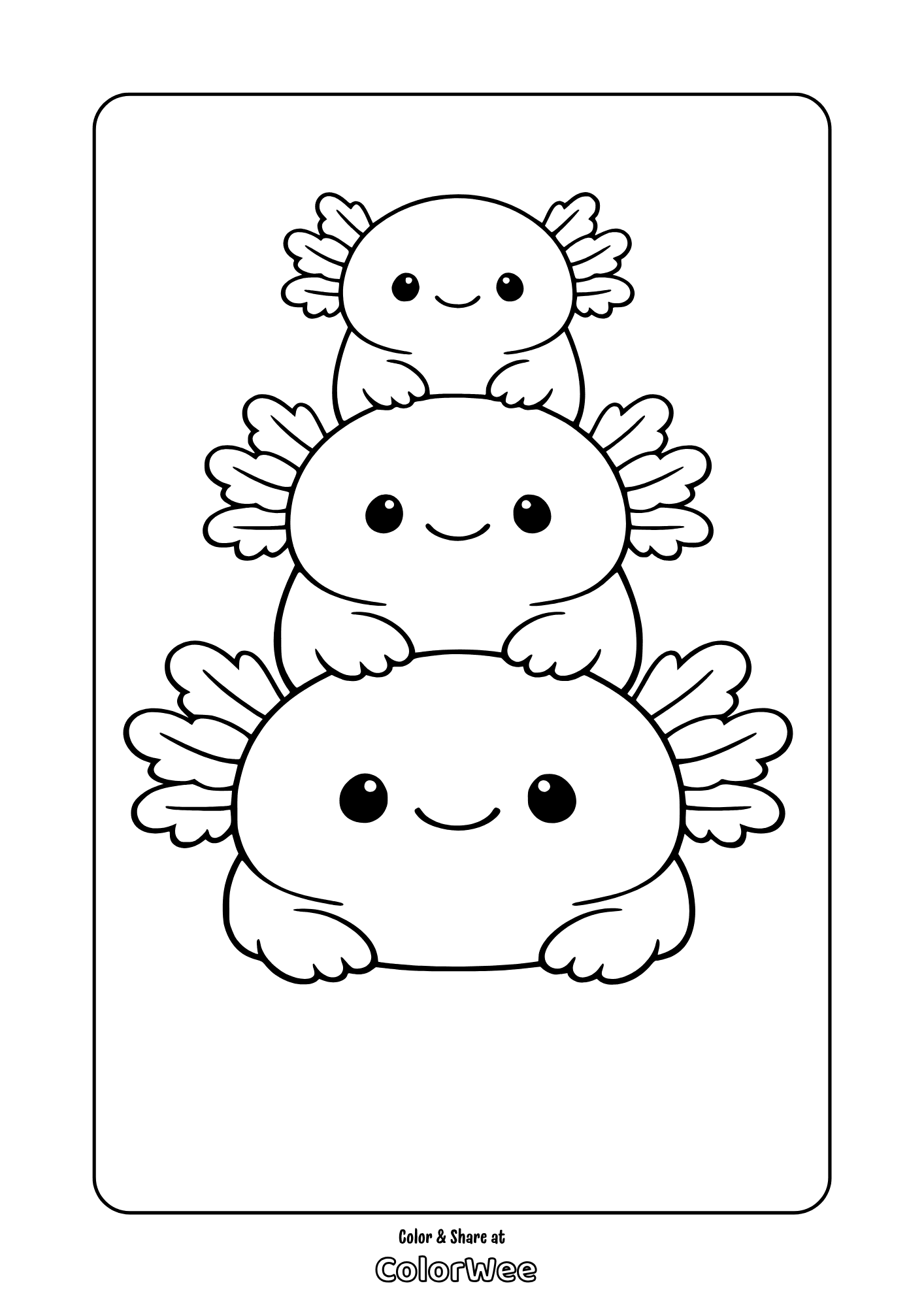 Cute axolotl axolotl squishmallow stack coloring page.