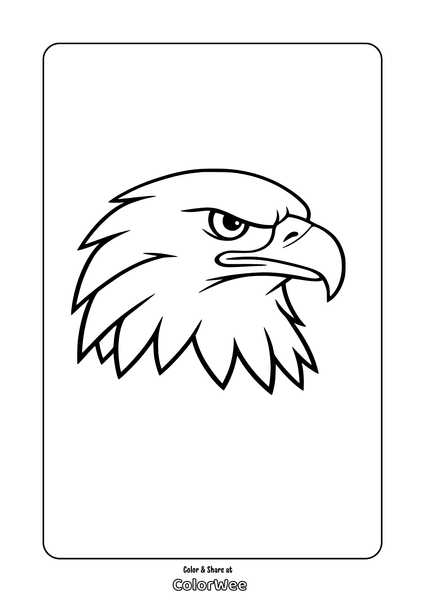 Bald eagle head coloring page printable, bird coloring sheet picture to color