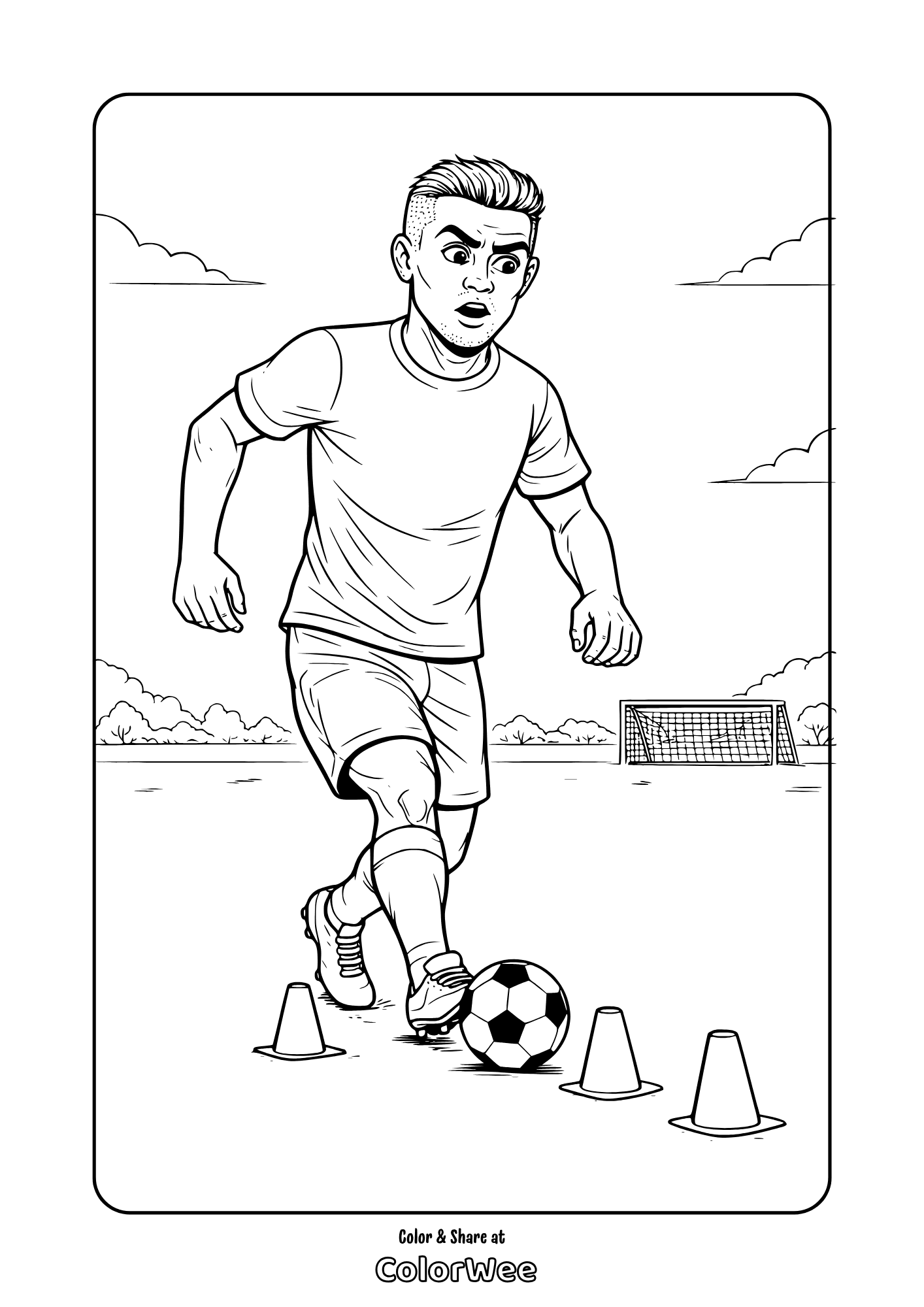 Cristiano Ronaldo soccer coloring page.