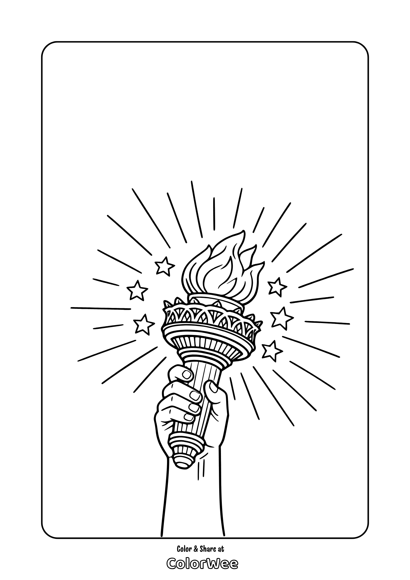 Statue of Liberty torch printable coloring page.