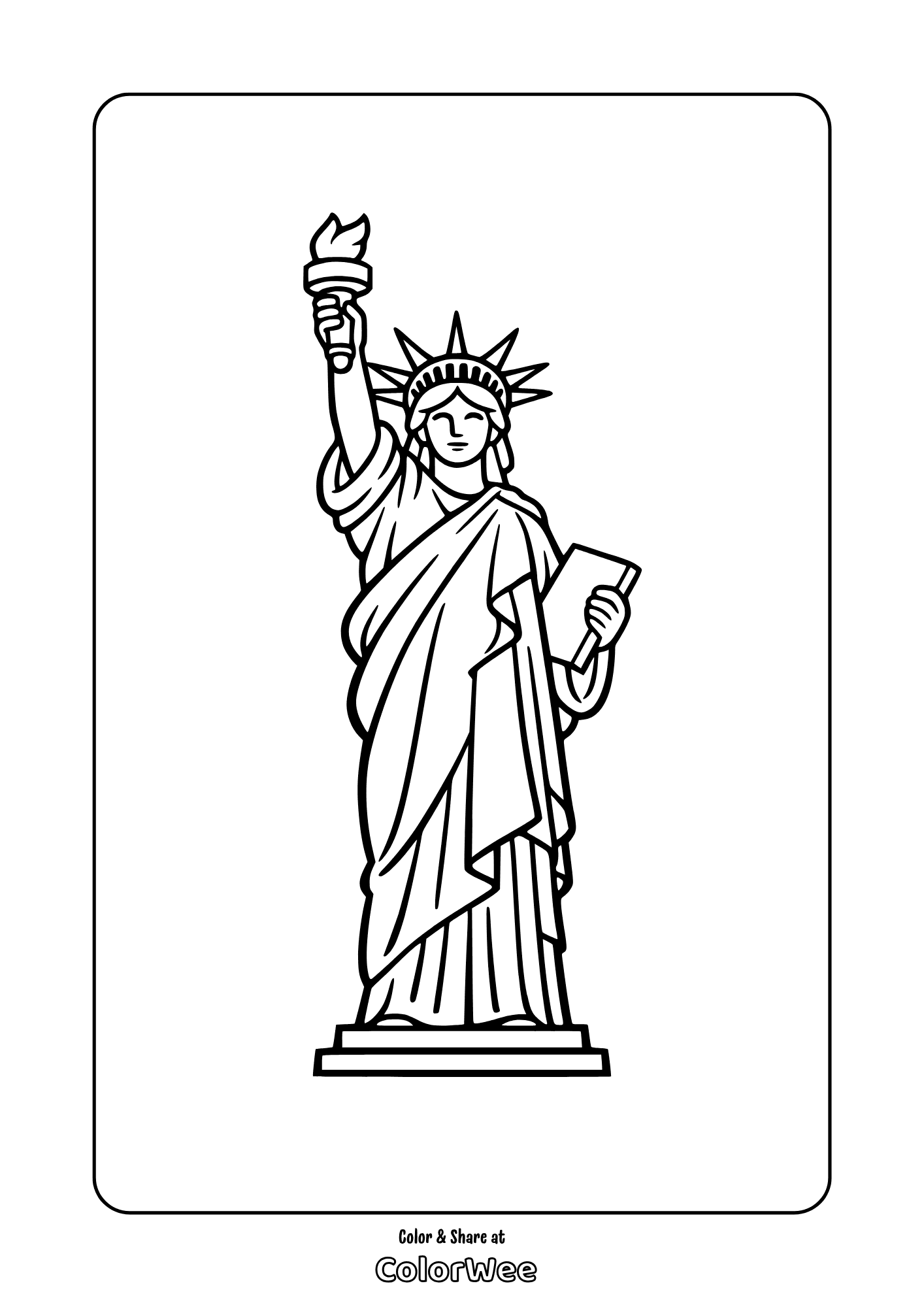 Statue of Liberty printable coloring page.