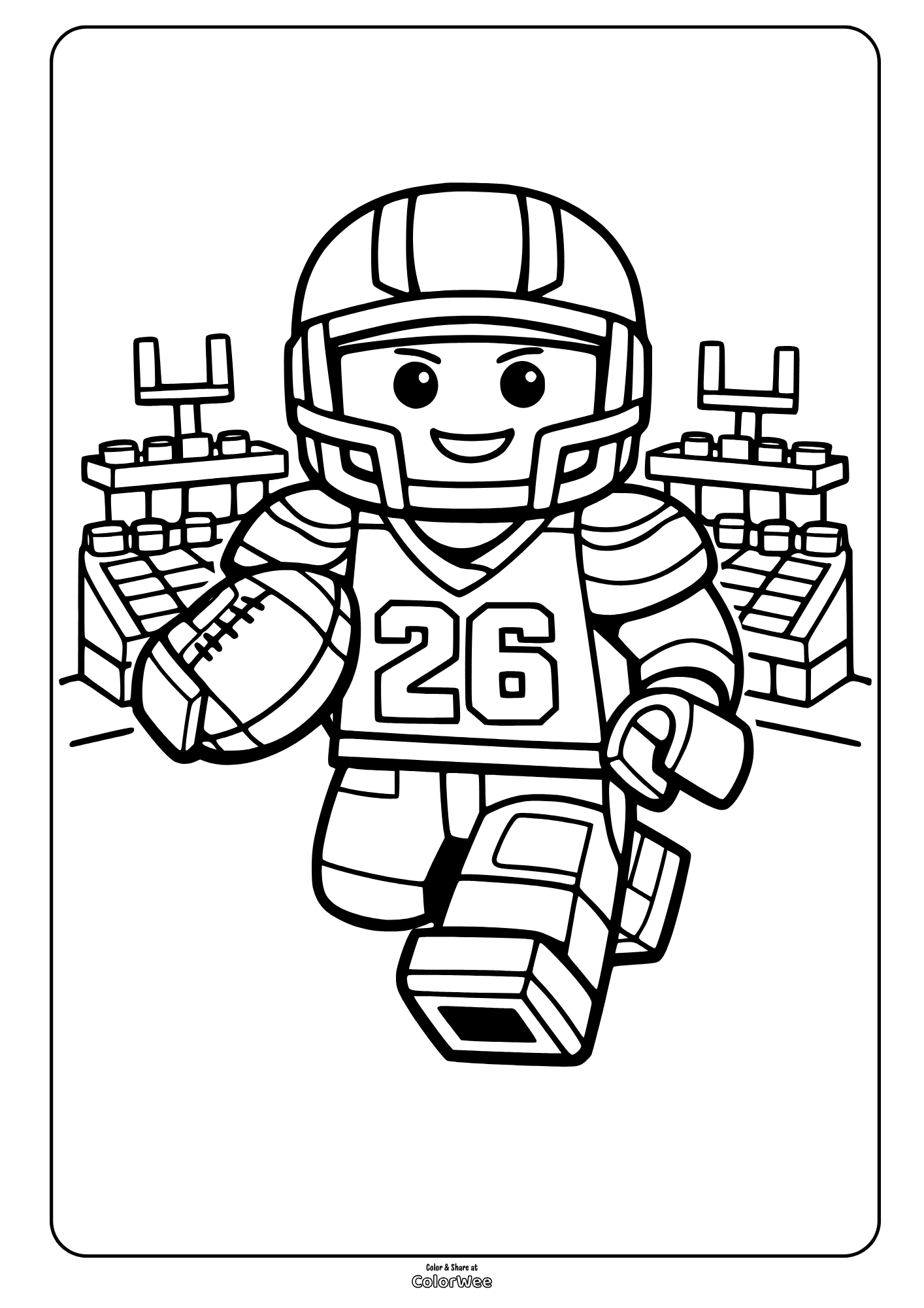 Block Saquon Barkleyr running with ball in stadium coloring sheet