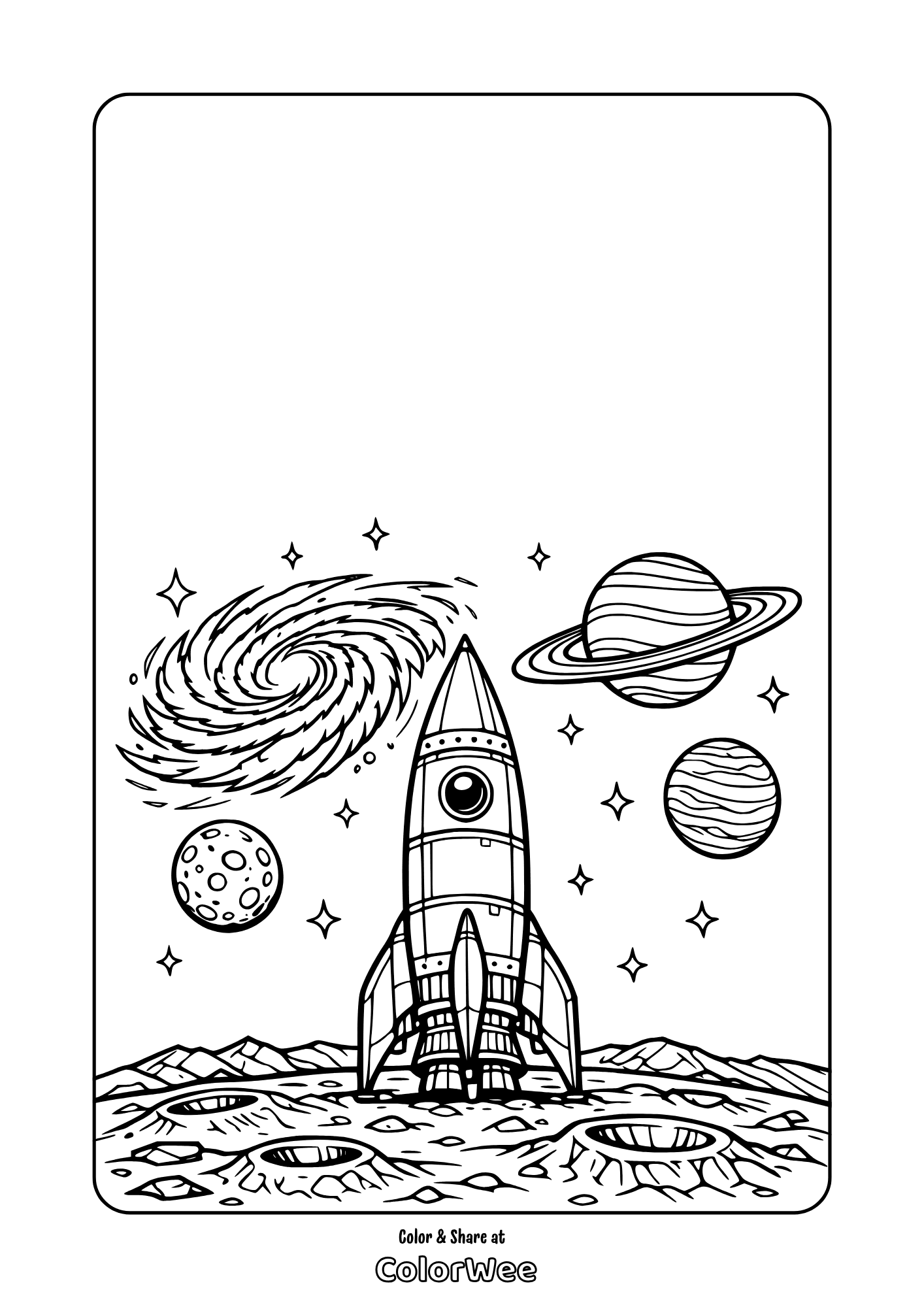 Advanced rocket coloring page