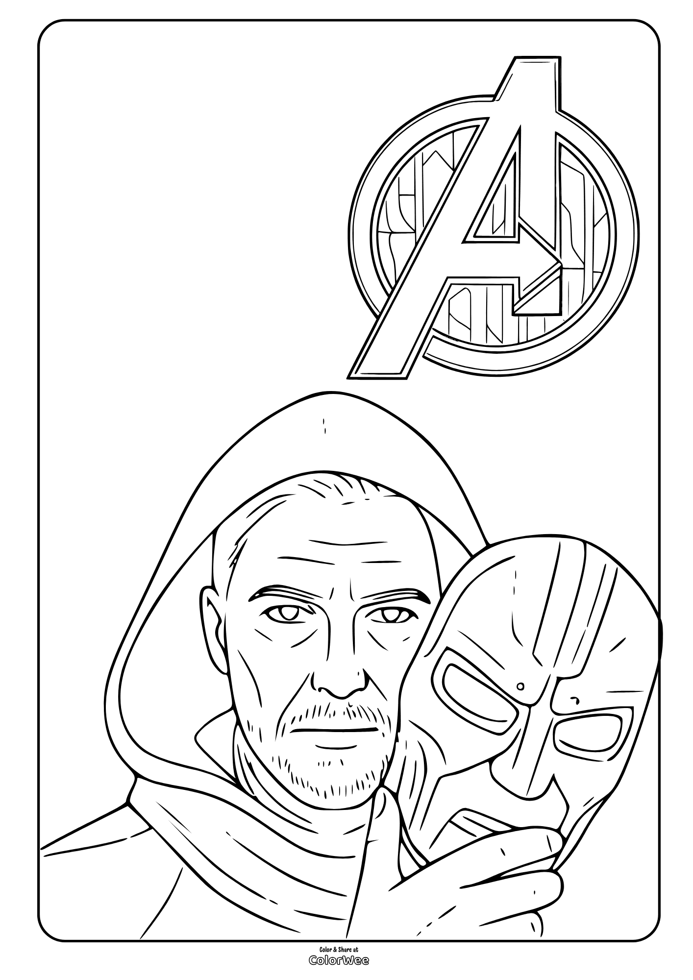 Avengers Doomsday - Dr. Doom coloring page.