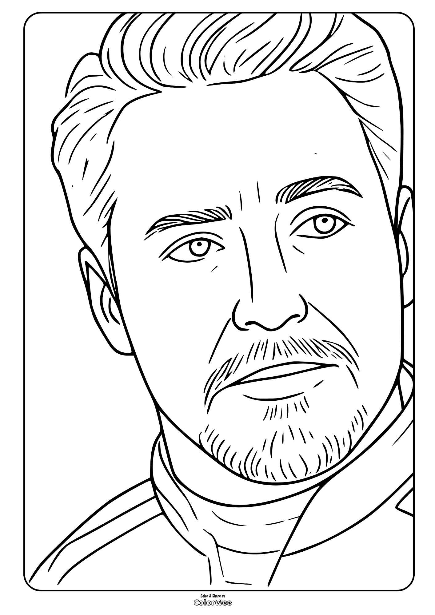 Robert Downey Jr. in Avengers Doomsday movie - coloring page.