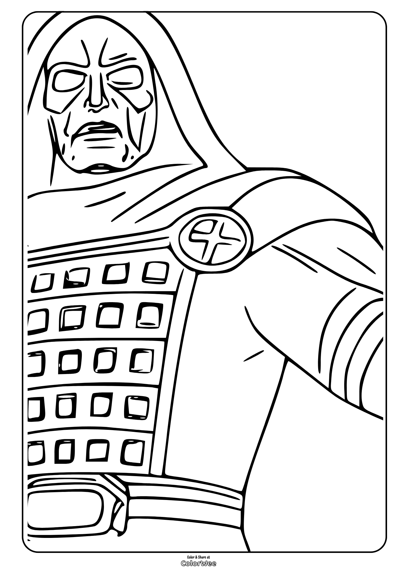Dr. Doom in Avengers Doomsday movie - coloring page.