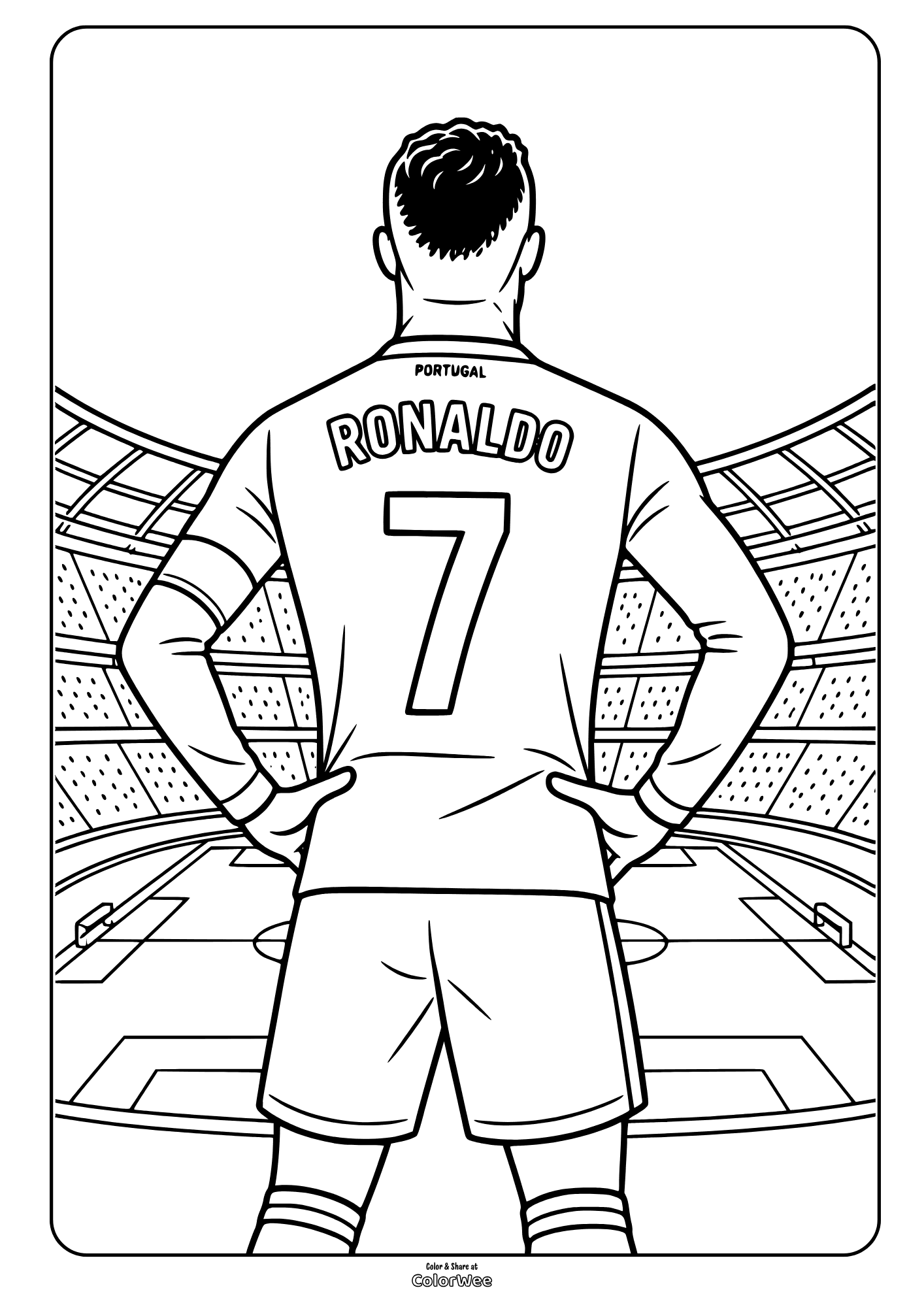 Cristiano Ronaldo coloring sheet in Portugal soccer jersey number 7