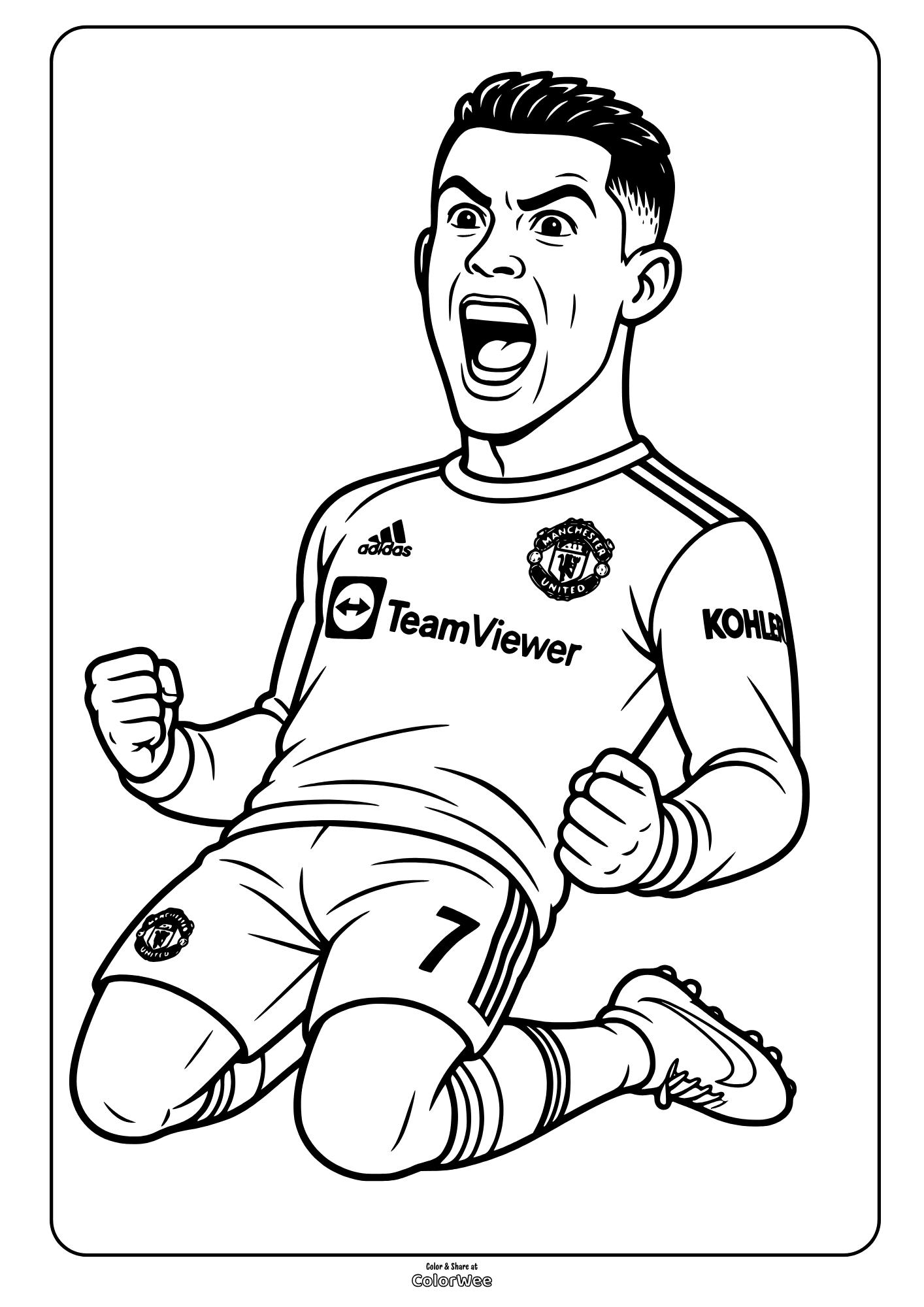Cristiano Ronaldo Manchester United goal celebration coloring sheet