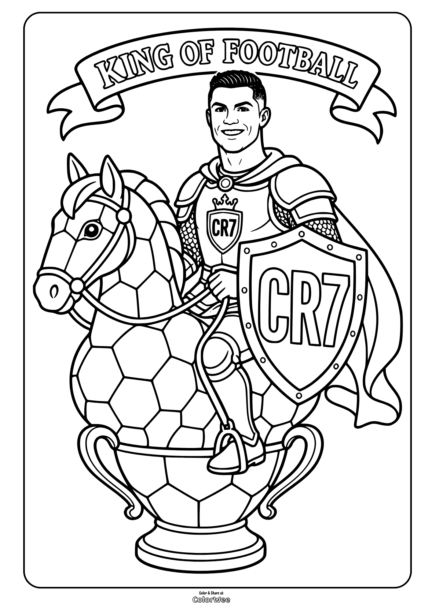 Cristiano Ronaldo: King of Football Coloring Sheet.