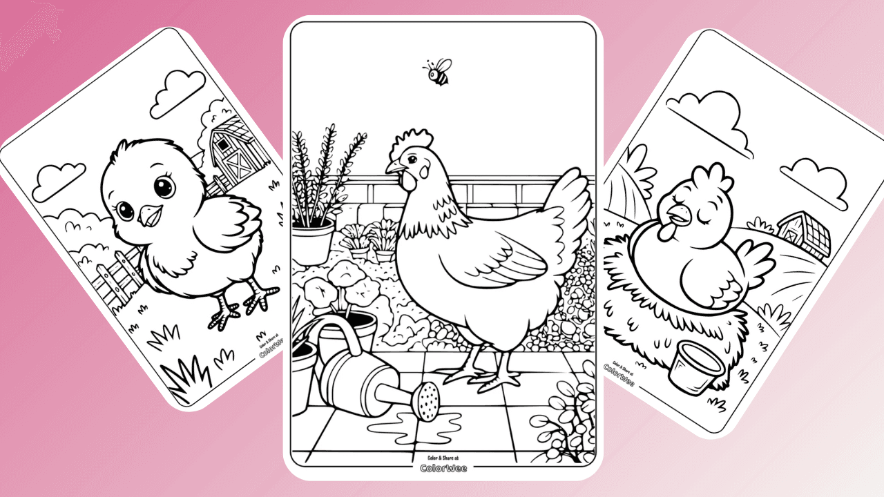 Cute chicken coloring sheets collection. Choose from many different chicken printables.