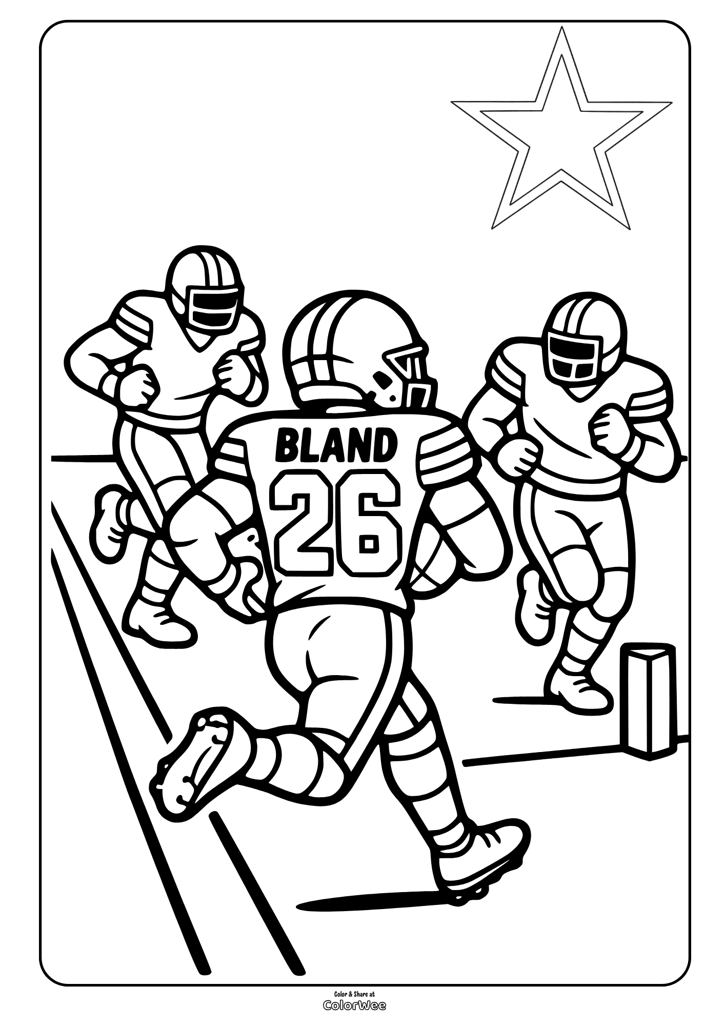 Free printable football touchdown coloring sheet for kids
