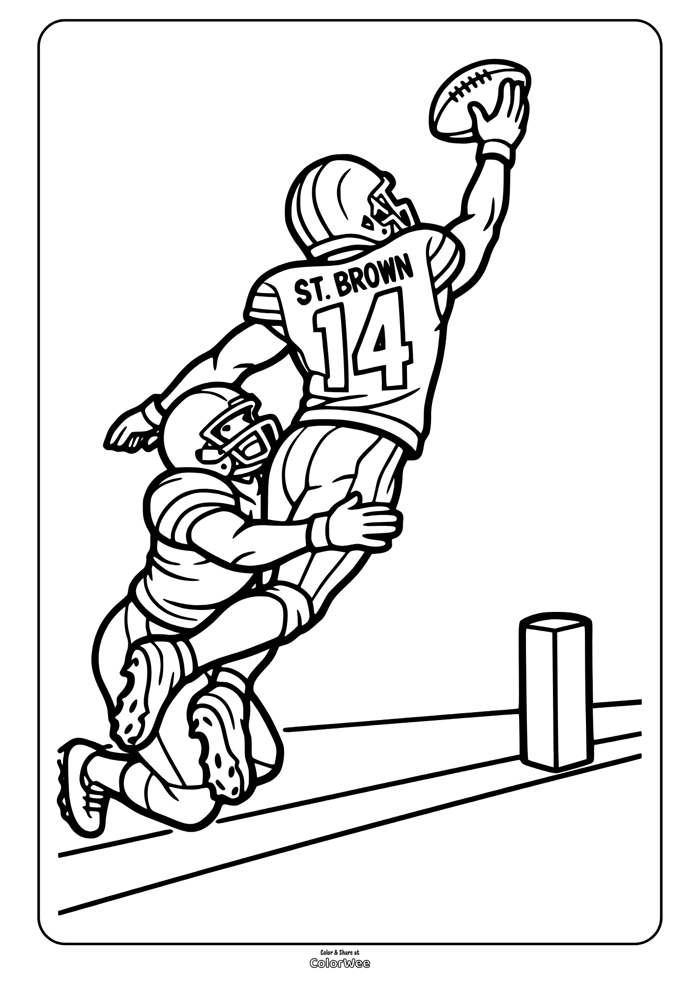 St Brown Football player coloring page