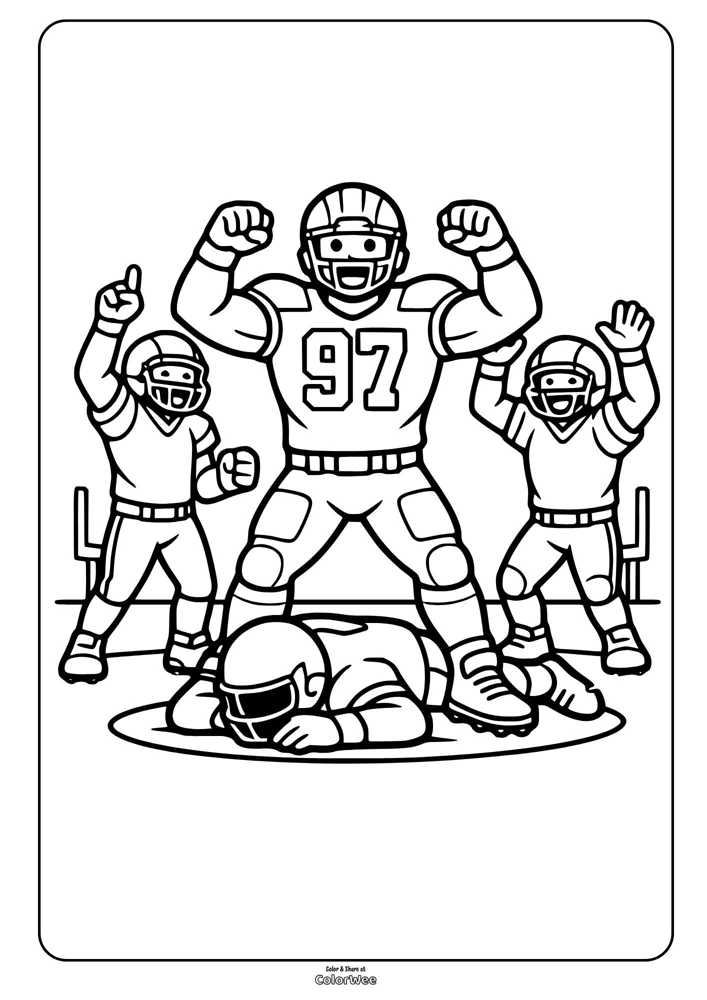 American football touchdown celebration coloring sheet
