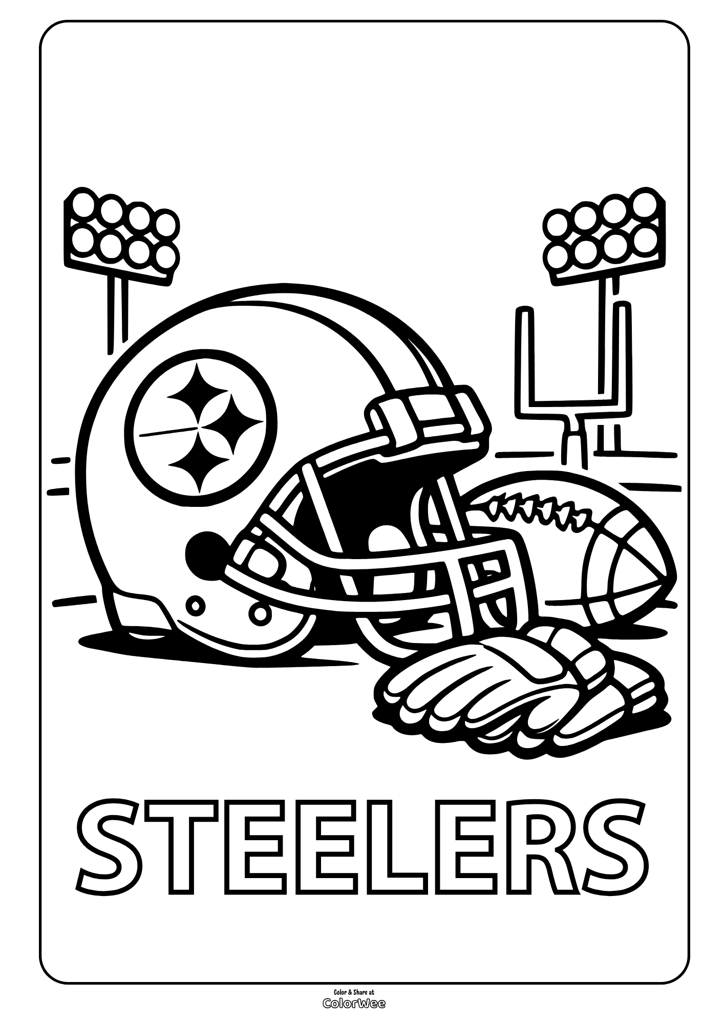 Printable Pittsburgh Steelers football helmet and ball coloring sheet