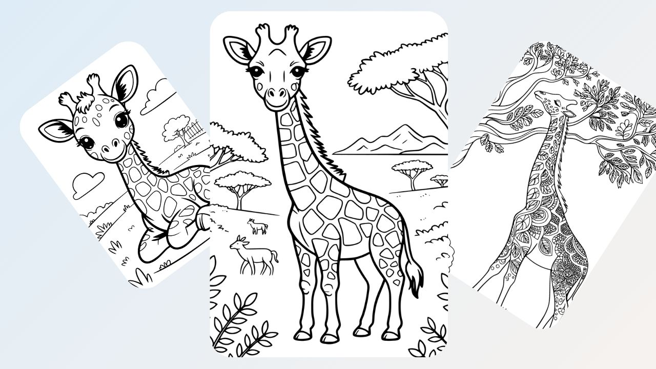 Free printable giraffe coloring pages