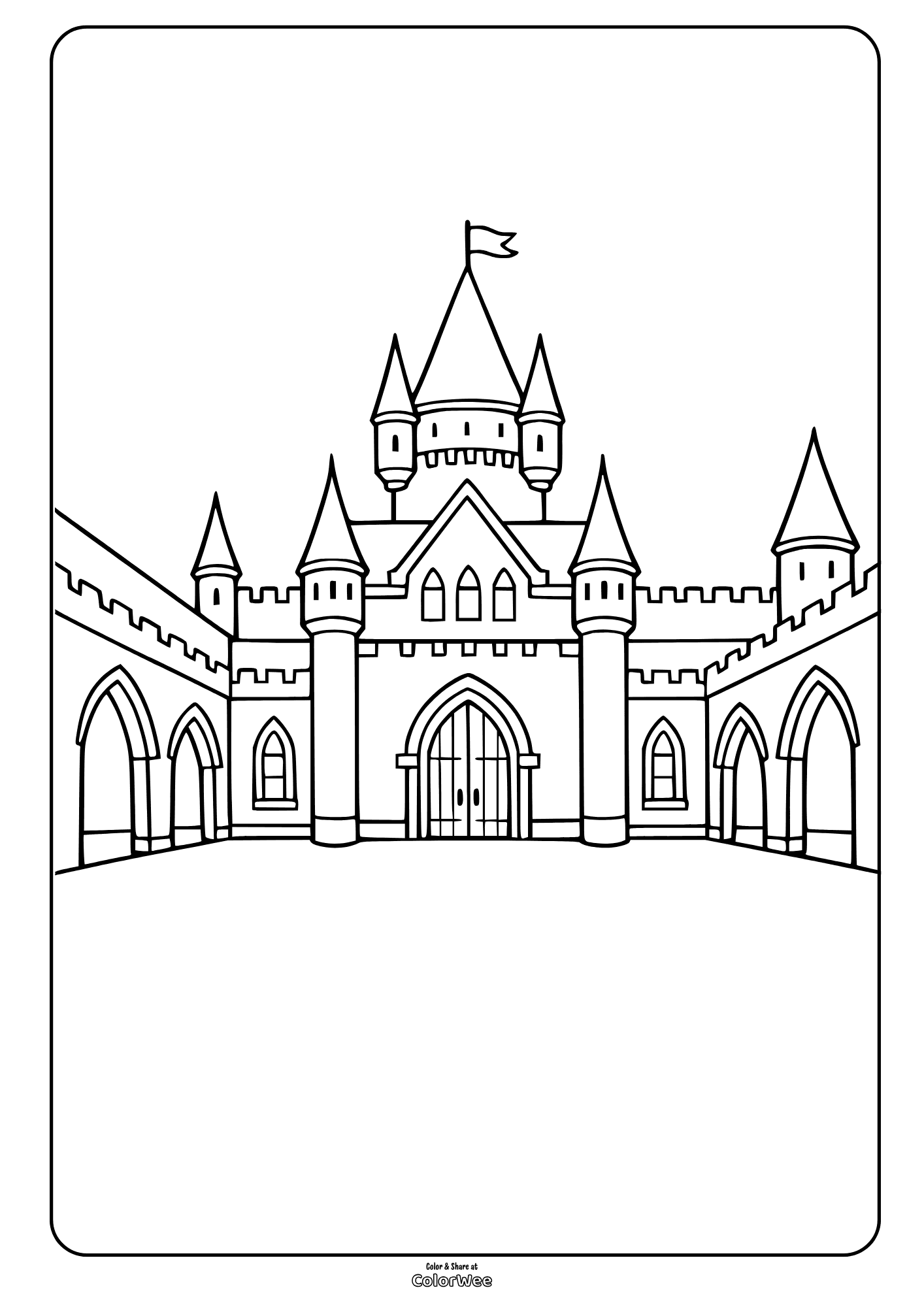 Printable Hogwarts courtyard coloring page