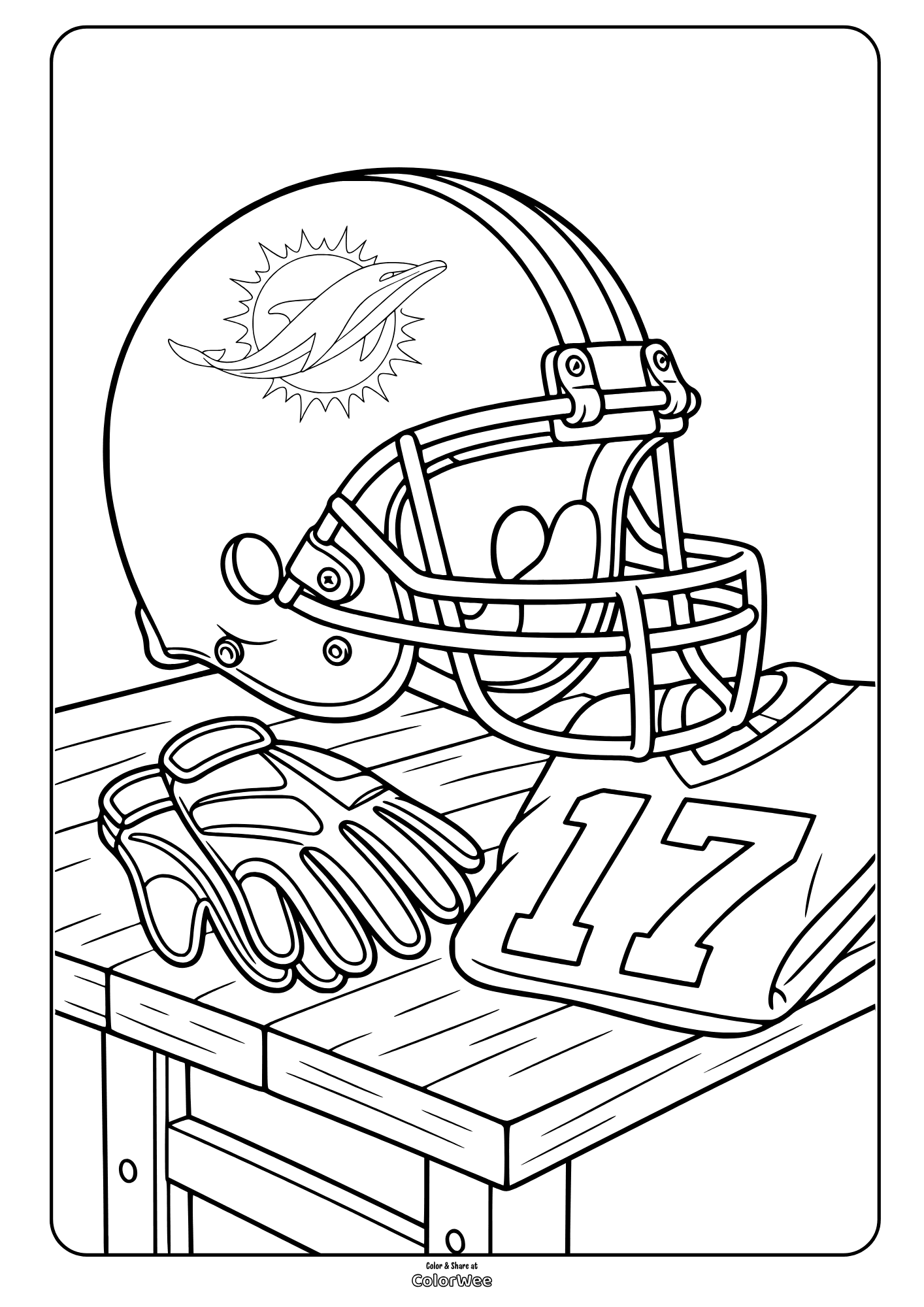 Miami Dolphins helmet coloring sheet.