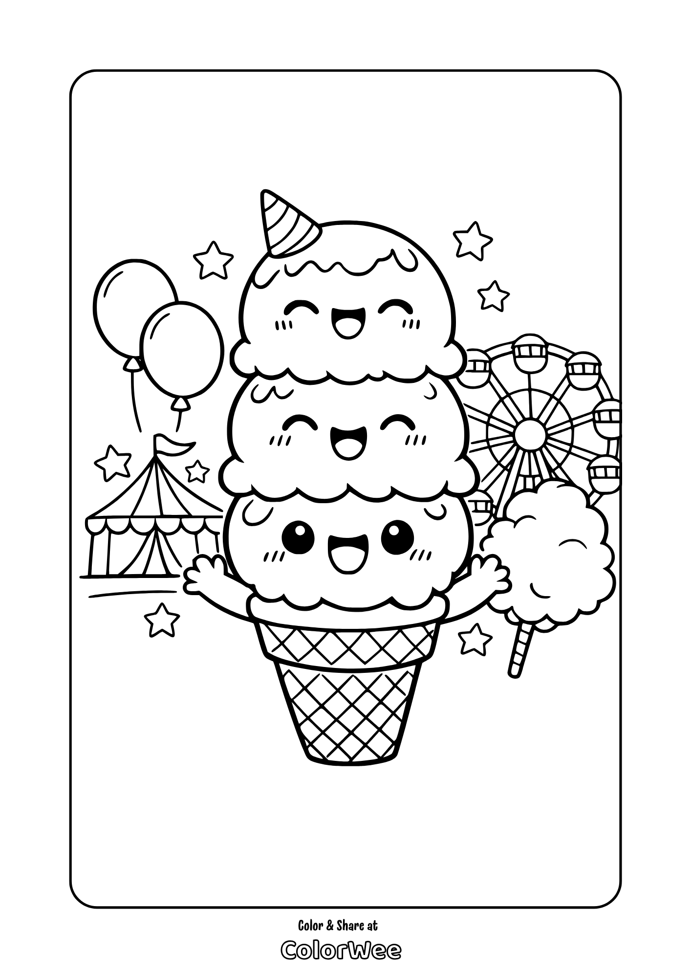 Classic kawaii ice cream cone