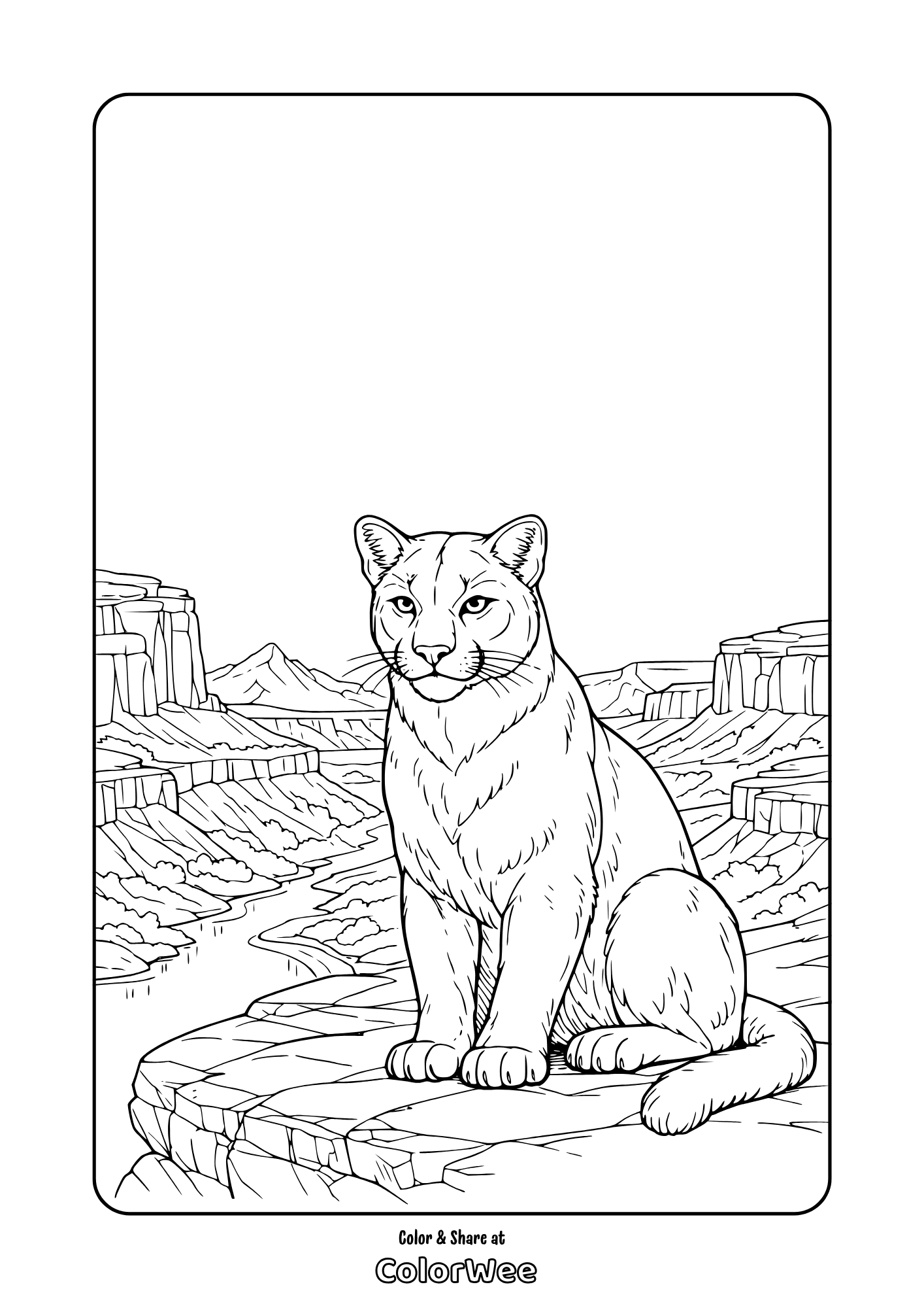 Mountain lion coloring page 2.