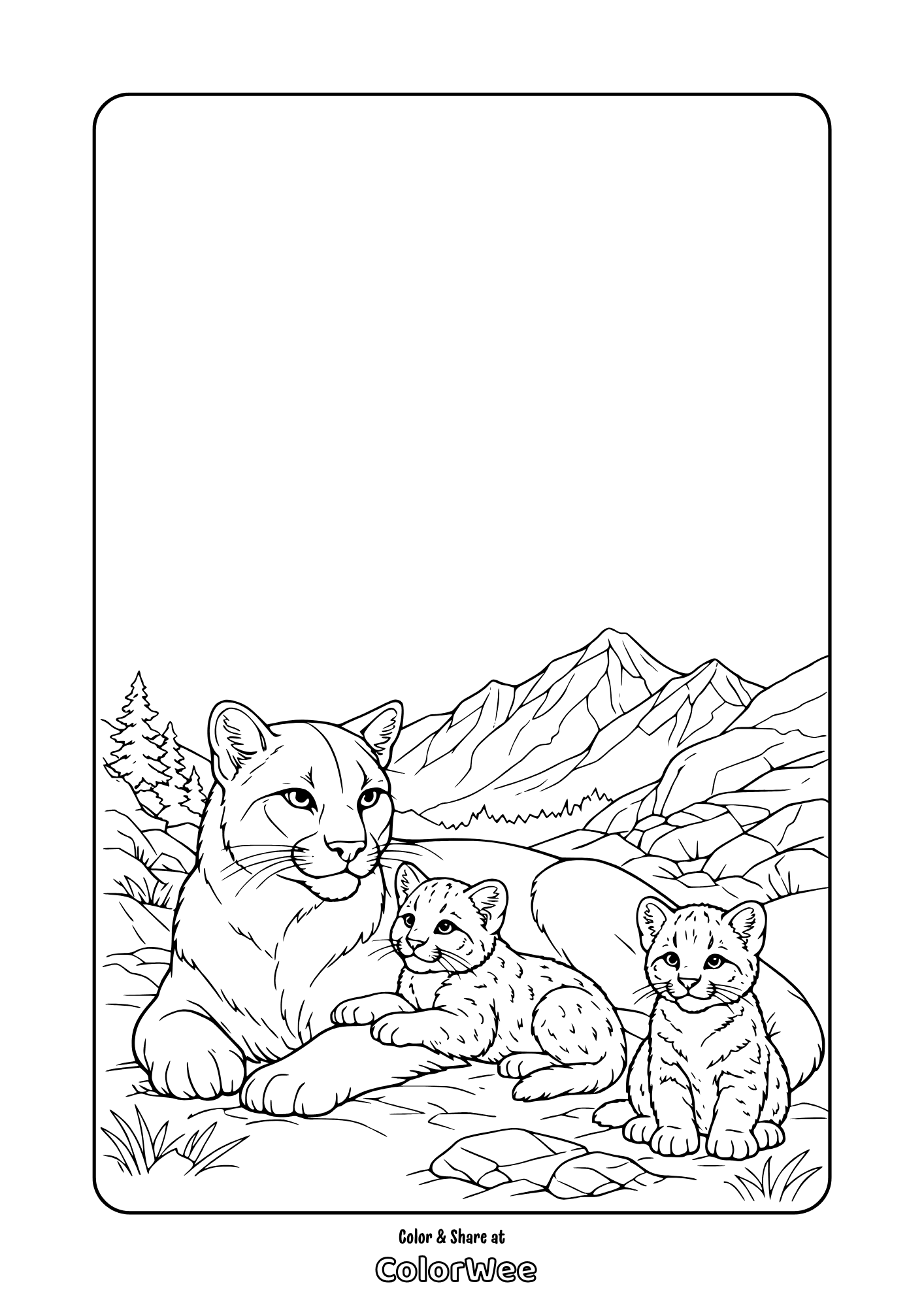 Mountain lion cubs coloring page.
