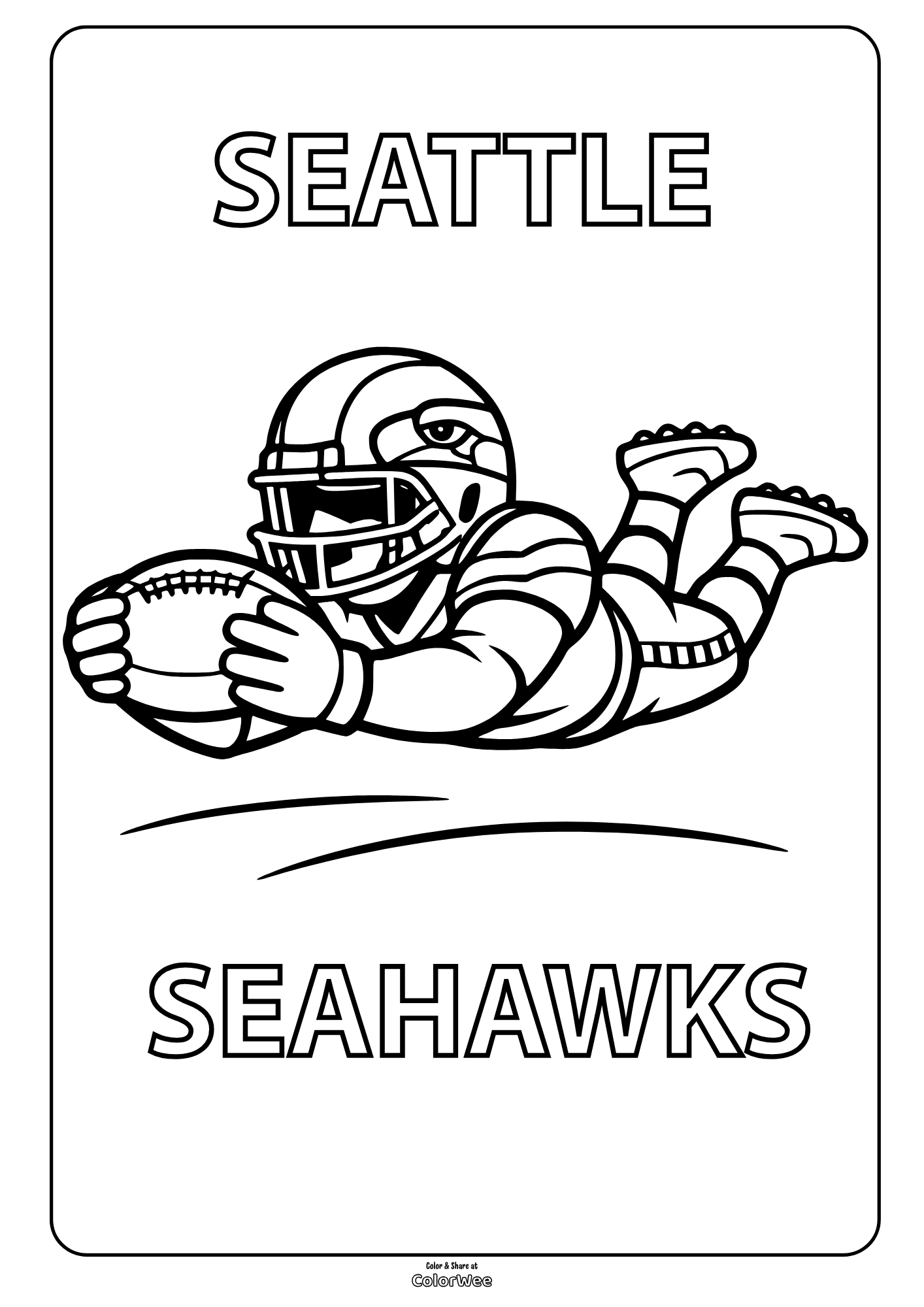 NFL Seattle Seahawks football player diving catch coloring sheet