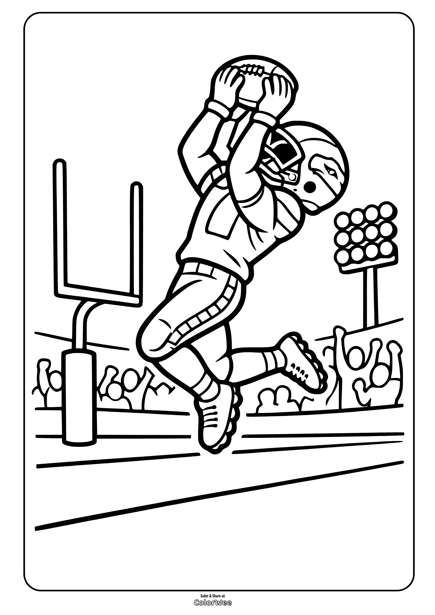Football touchdown catch near goalpost Seattle Seahawks printable