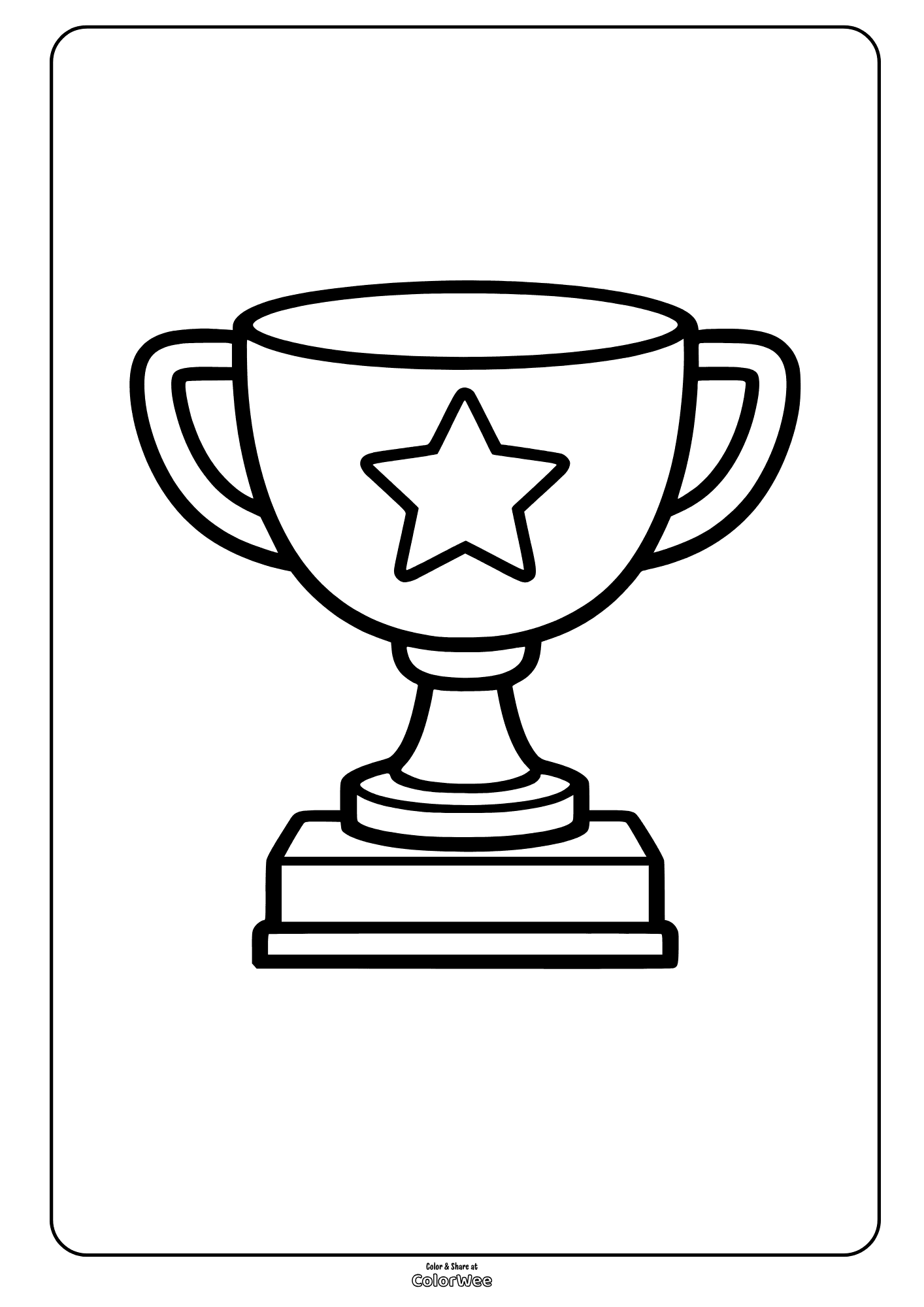 Trophy cup with star coloring sheet for kids to print and color