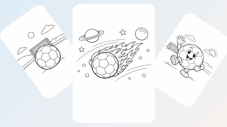 Printable soccer ball in space coloring page for kids