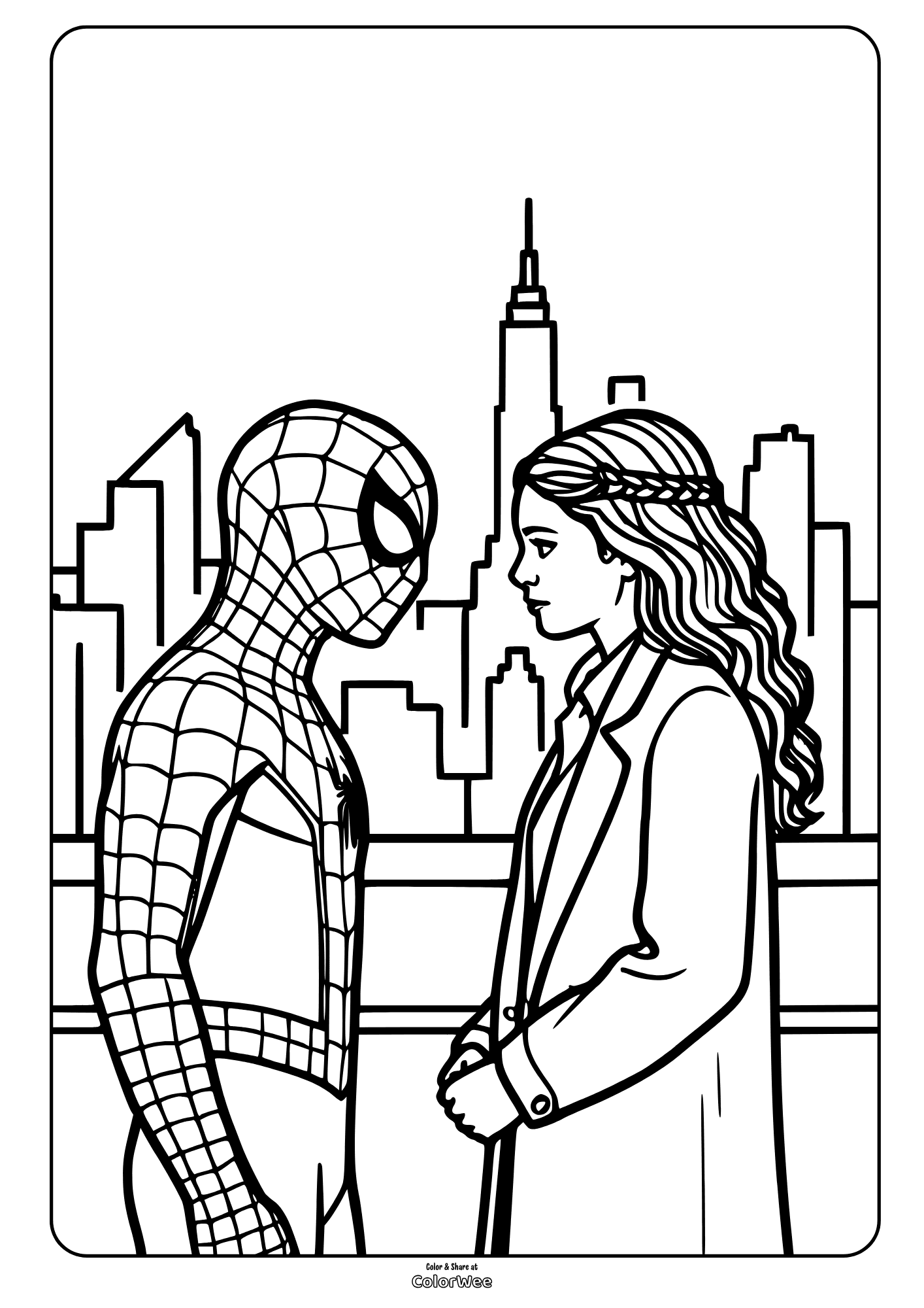 Spider-Man: Brand New Day Coloring Page with Mary Jane (Zendaya)