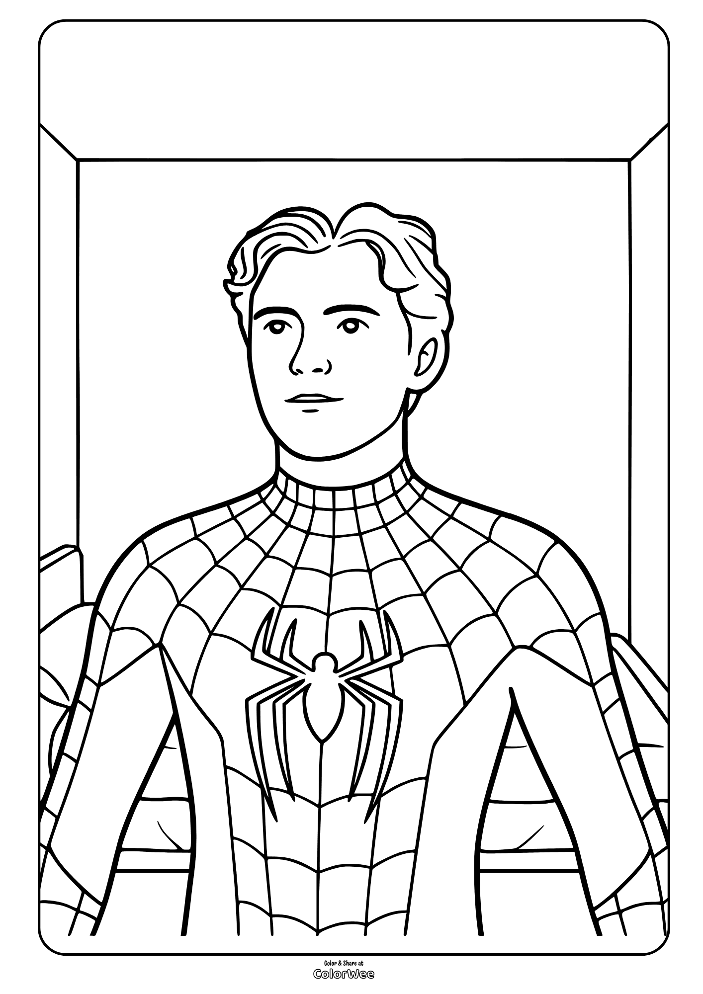 Tom Holland as Spider Man Coloring Page